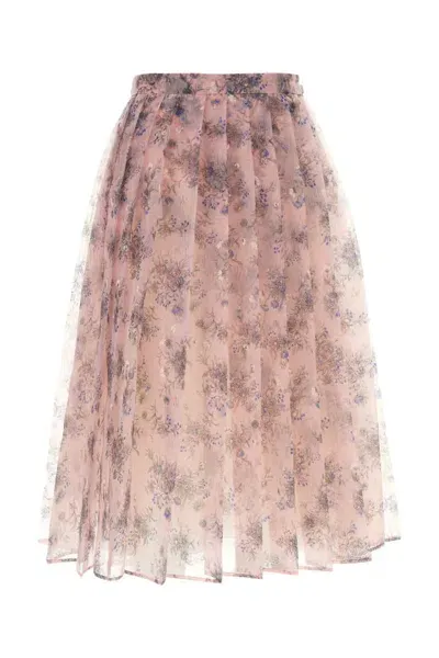 Prada Printed Organza Skirt In Multicolor