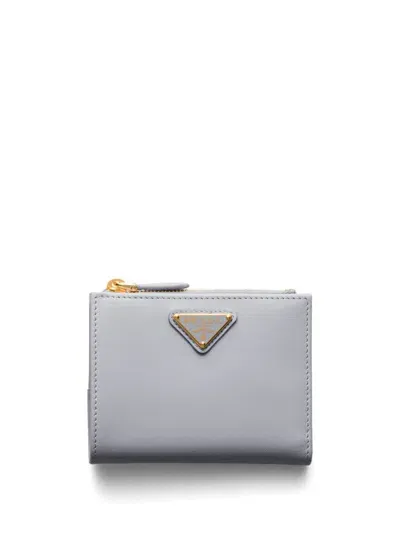 Prada Small Leather Wallet In Grey