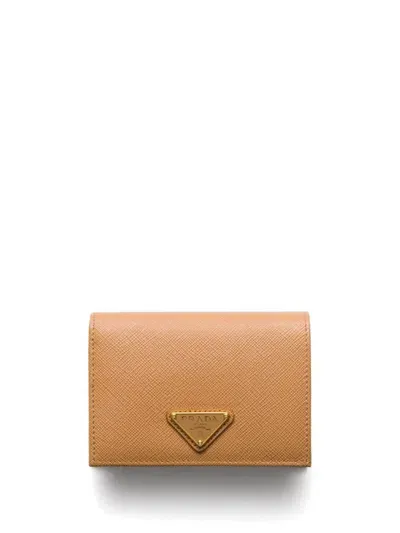 Prada Small Saffiano Leather Wallet In Neutrals