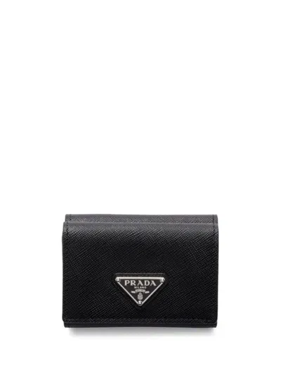 Prada Small Saffiano Leather Wallet In Schwarz