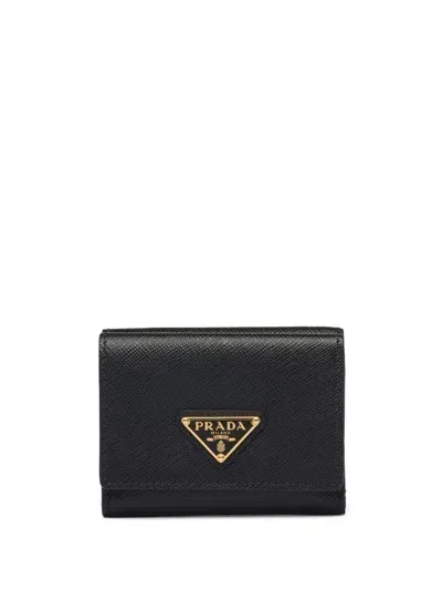 Prada Small Saffiano Wallet In Black