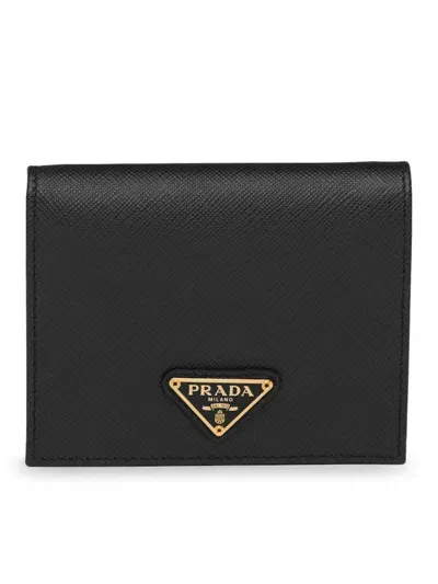 Prada Small Wallet In Saffiano In Black