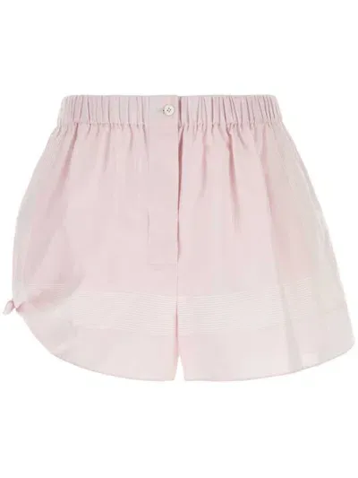 Prada Striped Cotton Shorts In Pink