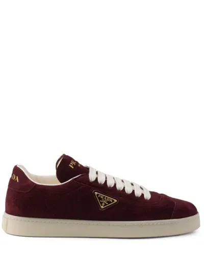 Prada Suede Sneakers In Burgundy