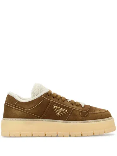 Prada Suede Sneakers In Brown