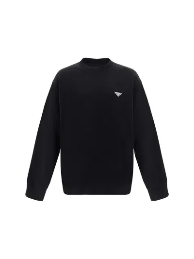 Prada Sweatshirt In Nero+nero