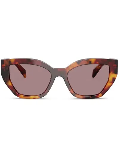 Prada Tortoiseshell-effect Cat-eye Sunglasses In Braun