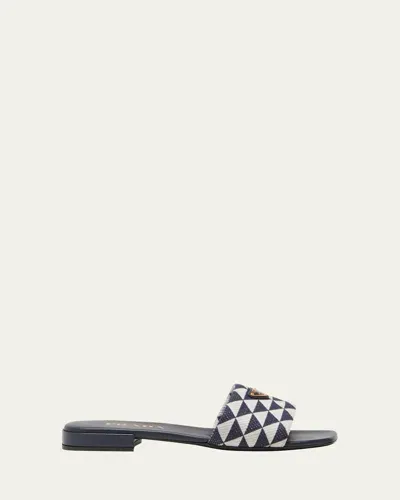 Prada Logo Slide Sandal In Balticotalco