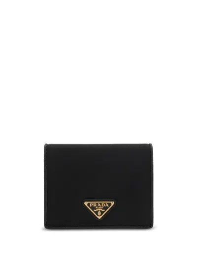 Prada Triangle Logo Bi-fold Wallet In Black