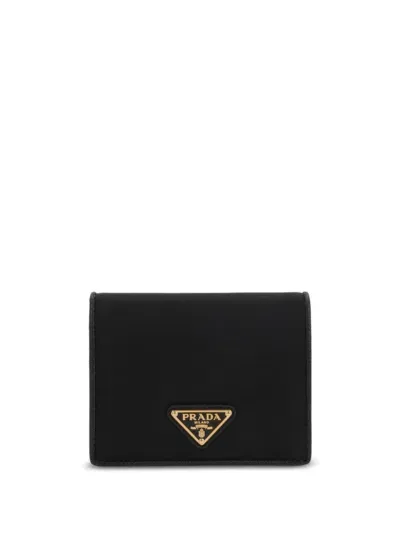 Prada Triangle Logo Bi-fold Wallet In Black