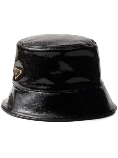 Prada Triangle-logo Bucket Hat In Black