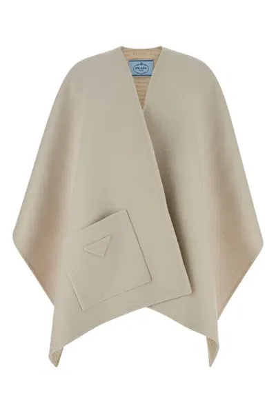 Prada Triangle Logo Cape In Beige