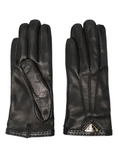 Prada Triangle-logo Gloves In Black