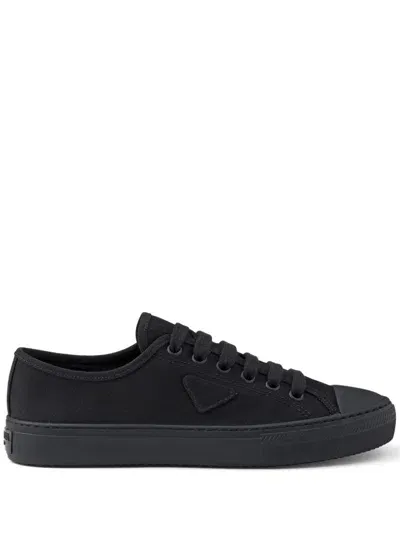 Prada Triangle-logo Hemp Sneakers In Black