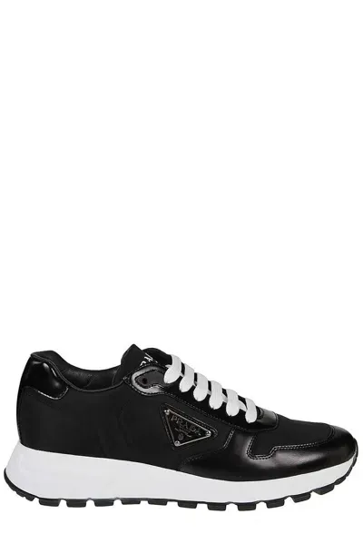 Prada Triangle Logo Lace In Black