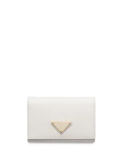 Prada Triangle-logo Leather Cardholder In White