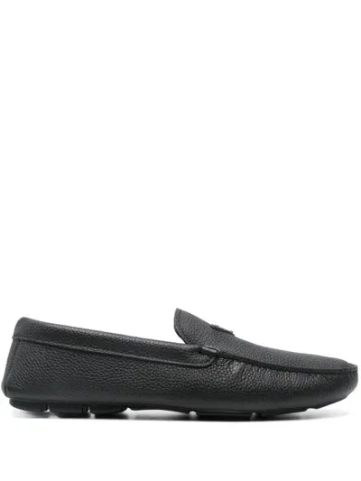 Prada Triangle Logo Loafers In Black