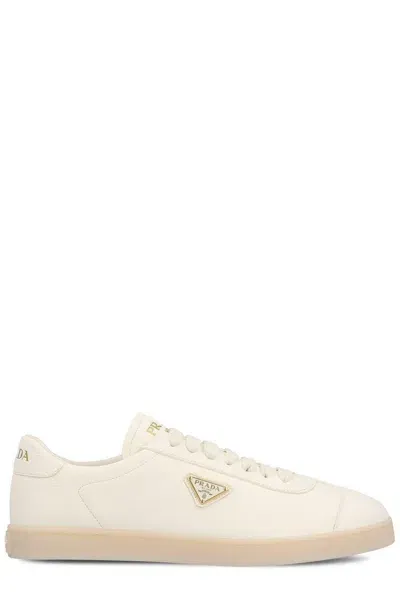 Prada Triangle Logo Plaque Low In White