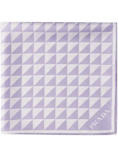 Prada Triangle-logo Scarf In F0a58 Glicine Bianco