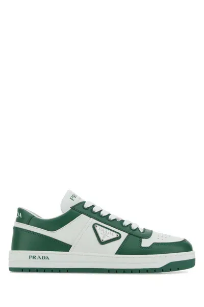 Prada Two-tone Leather Downtown Sneakers In Multicolor