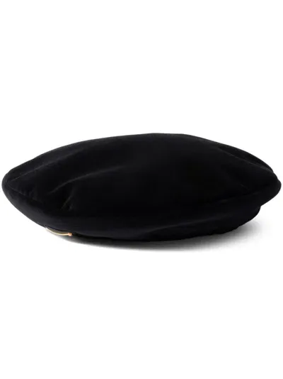 Prada Velvet Beret In Black