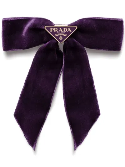 Prada Velvet Hair Clip In Purple