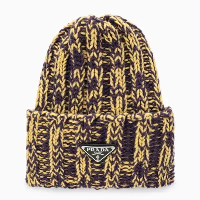 Prada Violet\/yellow Wool And Cashmere Hat In Viola+giallo