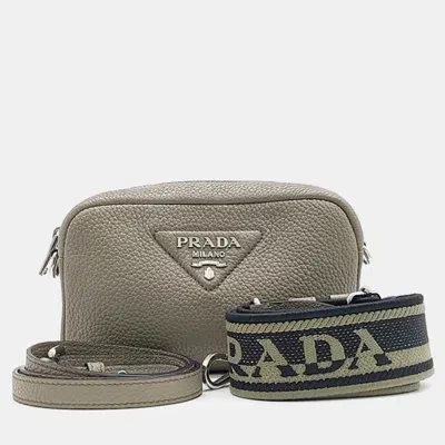 Pre-owned Prada Vitello Dino Cross Bag In Beige