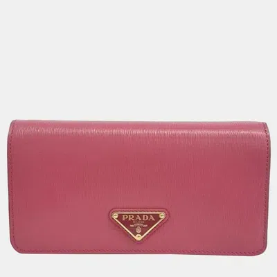 Pre-owned Prada Vitello Move Chain Cross Bag In Pink