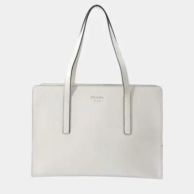 Pre-owned Prada White Re-edition 1995 Medium Brushed Leather Handbag