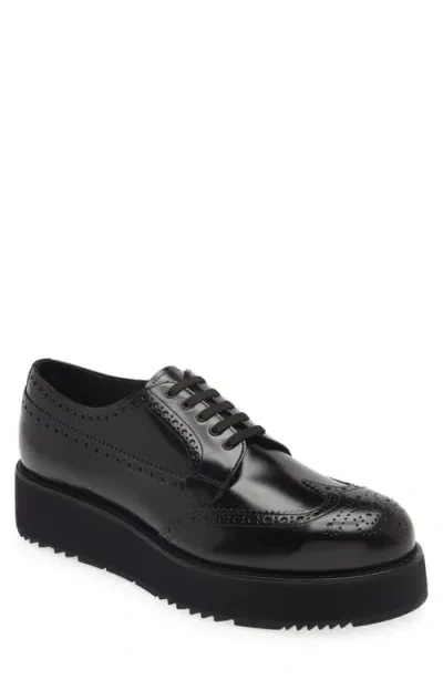 Prada Wingtip Derby In Black