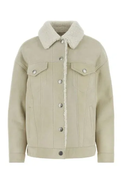 Prada Woman Chalk Shearling Jacket In White