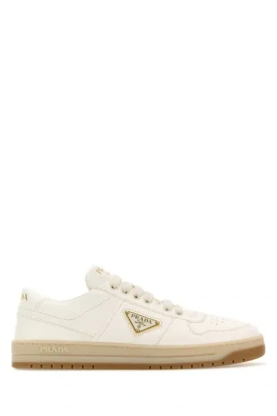 Prada Downtown Nappa Leather Sneakers In White