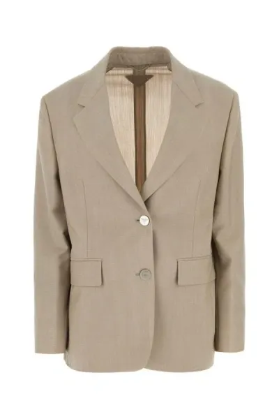 Prada Single-breasted Wool Blazer In Brown