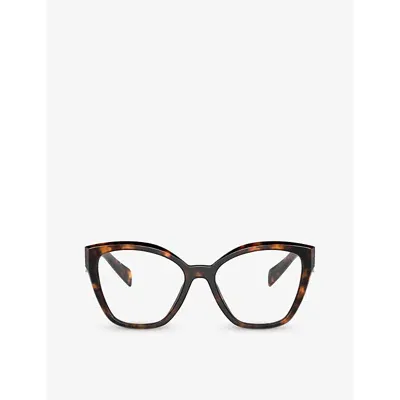 Prada Womens Brown Pr 20zv Cat-eye Tortoiseshell Acetate Eyeglasses