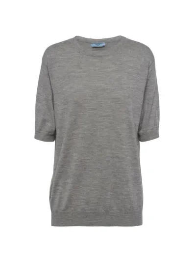 Prada Cashmere Crew-neck Sweater In Grey