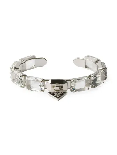 Prada Metal Bracelet With Crystals In Clear