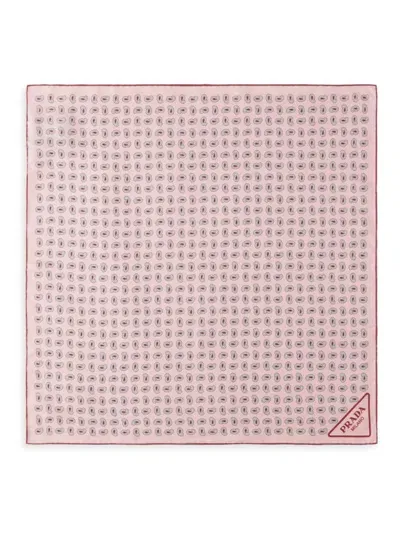 Prada Womens Pink Branded Paisley-pattern Square Silk Scarf