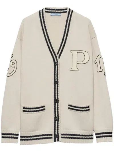 Prada Wool And Cashmere Cardigan In F0304 Neutral