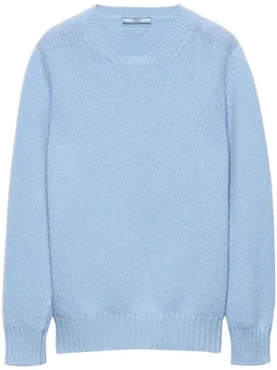 Prada Wool And Cashmere Crew-neck Sweater In Blue