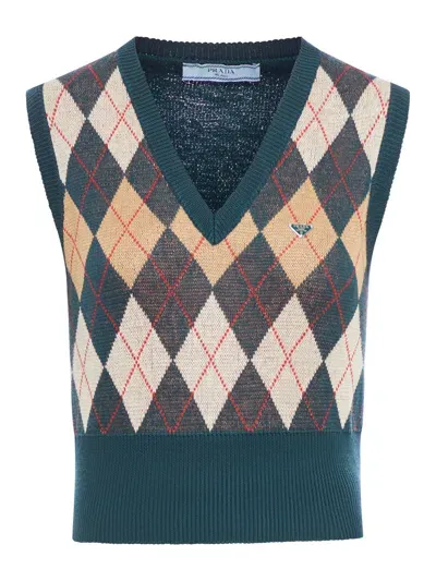 Prada Wool Gilet In Blue