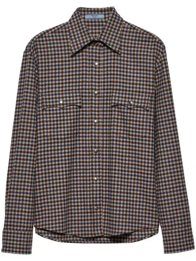 Prada Wool Shirt In Braun