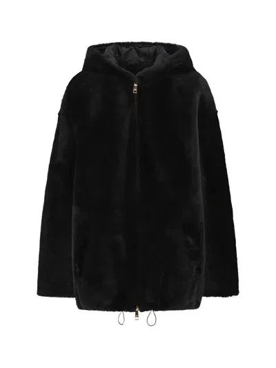 Prada Shearling Jacket In Schwarz