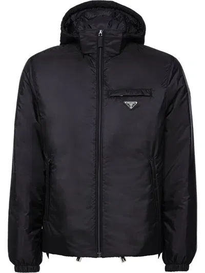 Prada Re-nylon Puffer Jacket In Black