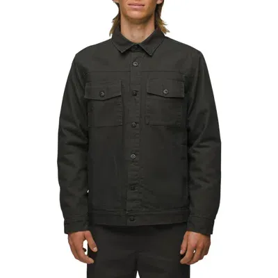 Prana Grover Flannel Lined Canvas Jacket In Dark Iron