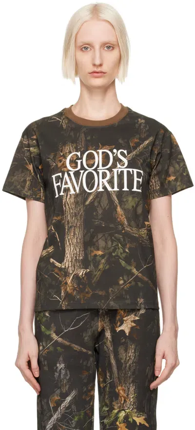 Praying Khaki 'god's Favorite' T-shirt In Camo