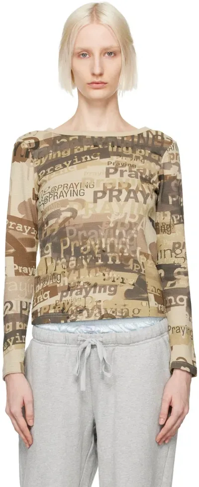 Praying Khaki Story Long Sleeve T-shirt In Green