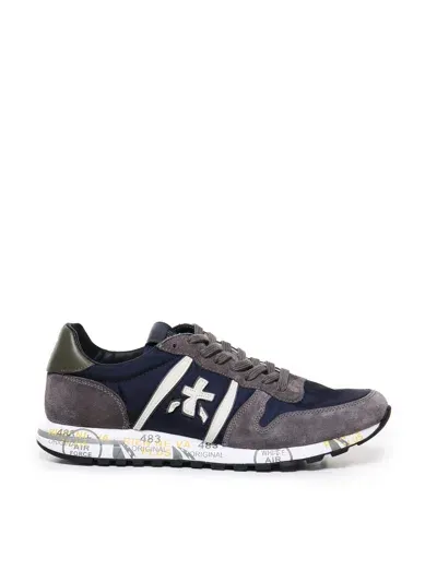 Premiata Sneakers Eric In Suede In Blue, Grey