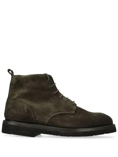 Premiata Suede Lace-up Ankle Boots In Green