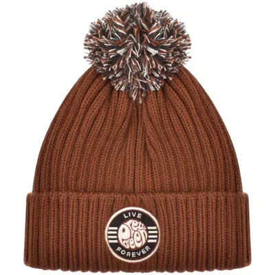 Pretty Green Live Forever Bobble Hat Red